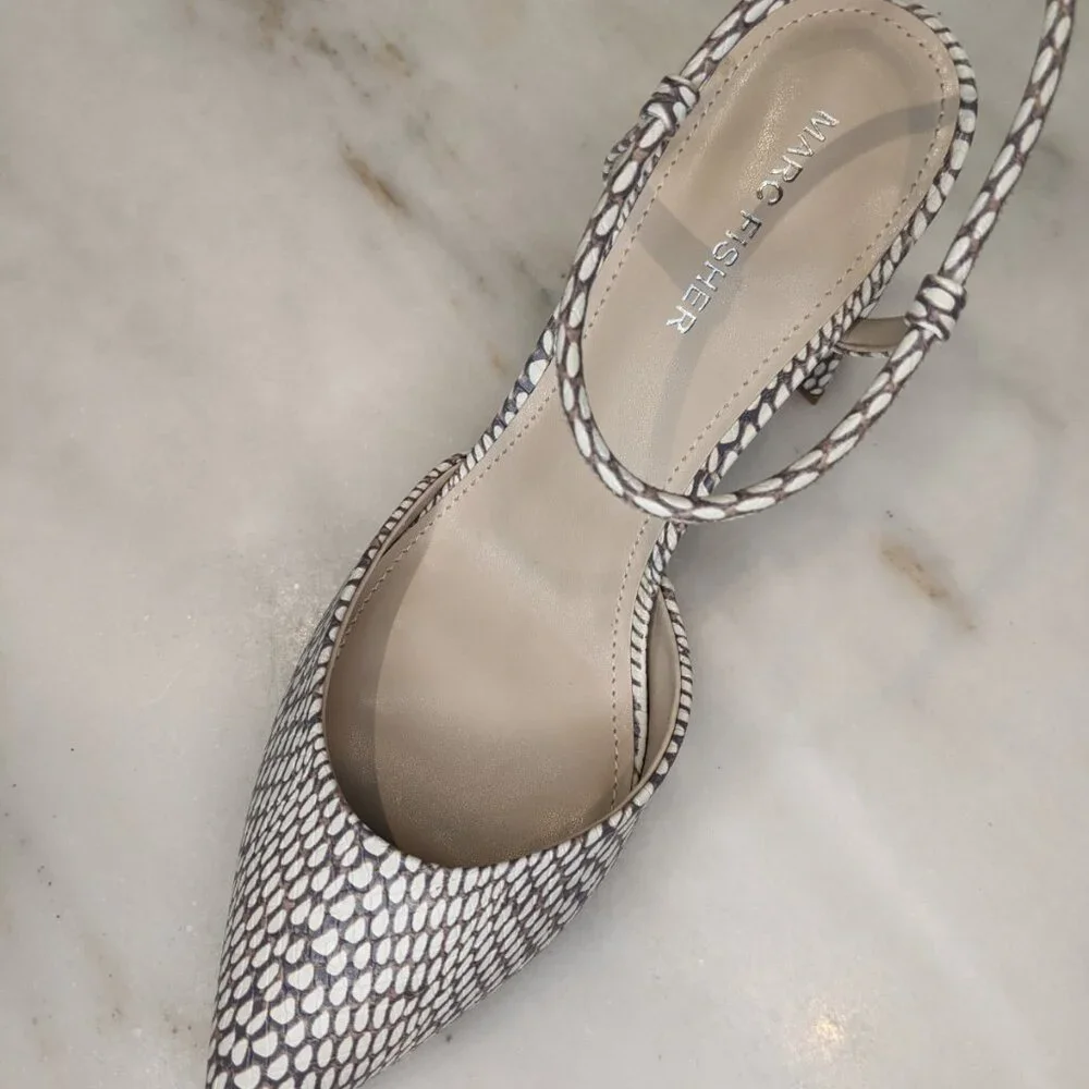 Callo Snakeskin Slingback Block Heel Pumps - Picture 6 of 6